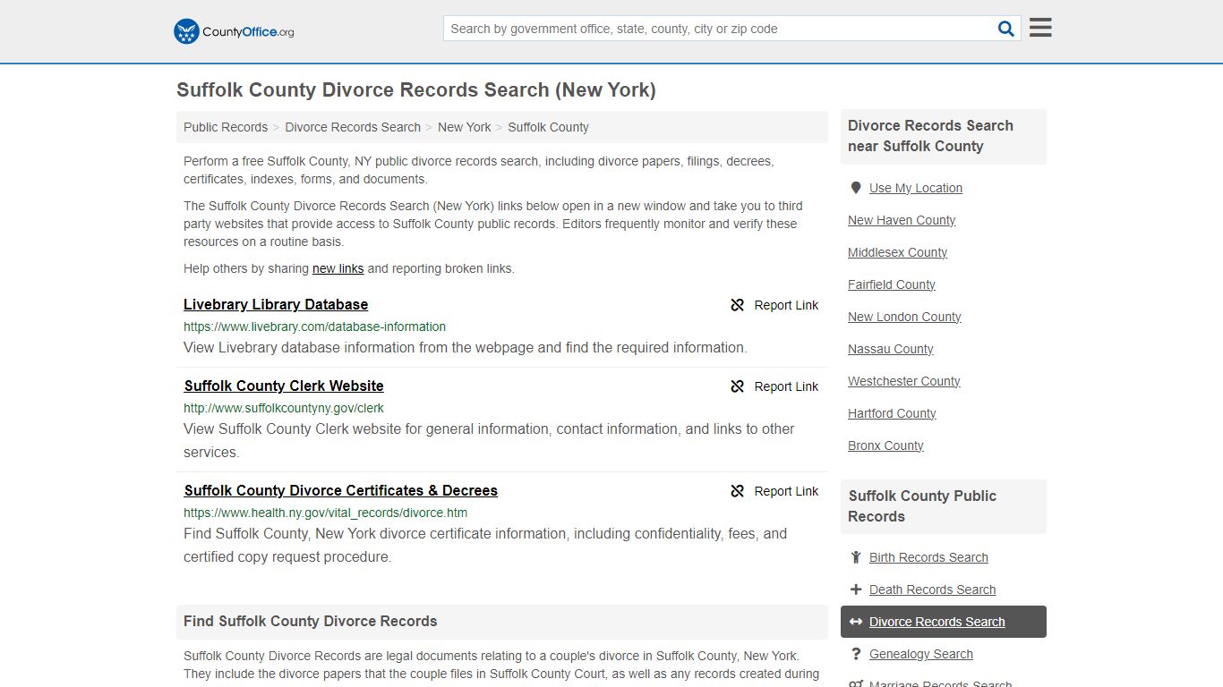 Suffolk County Divorce Records Search (New York) - County Office